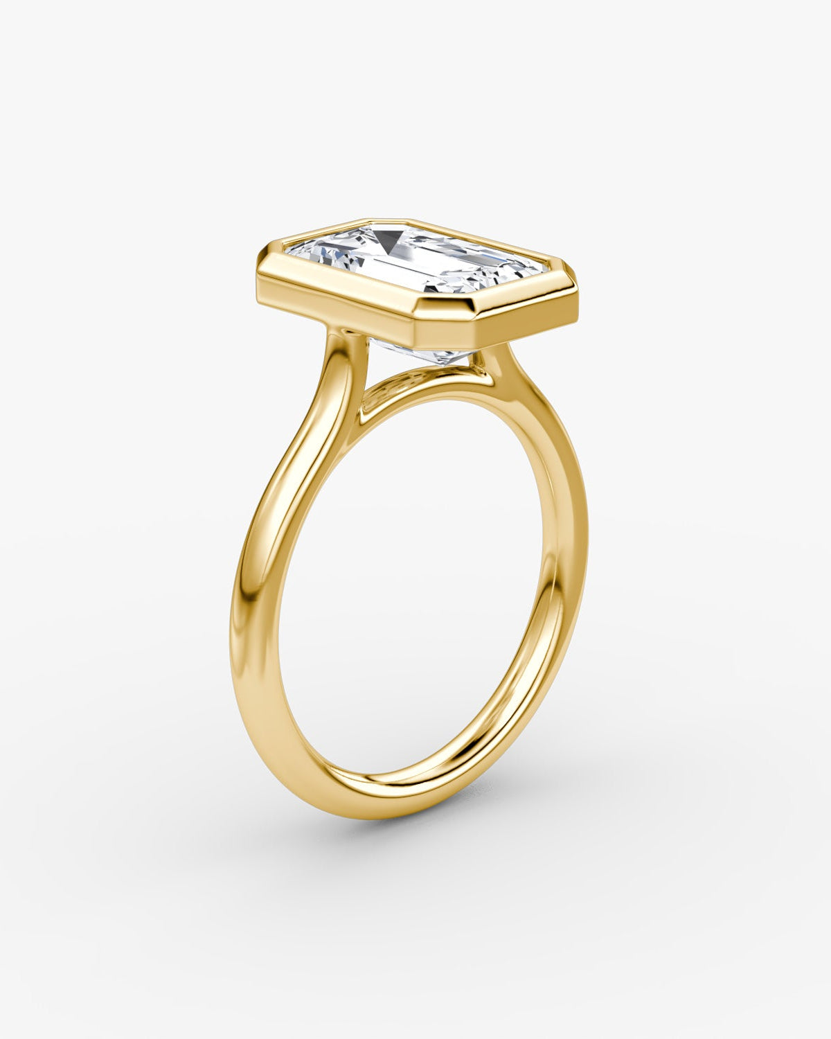 Bezel set marquise diamond yellow gold engagement ring , timeless and chic, minimalistic. 