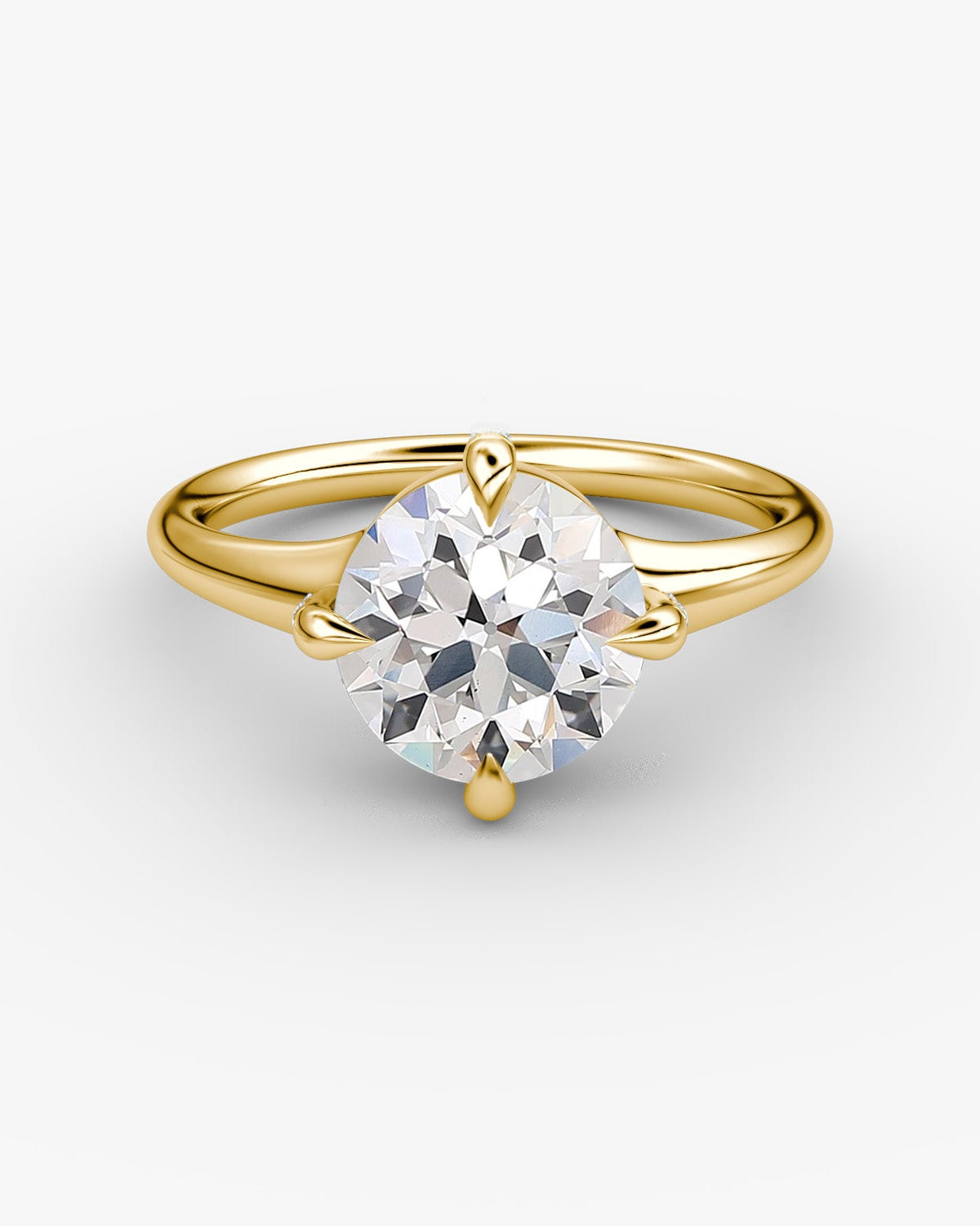 yellow gold engagement ring with an old European cut style diamond
