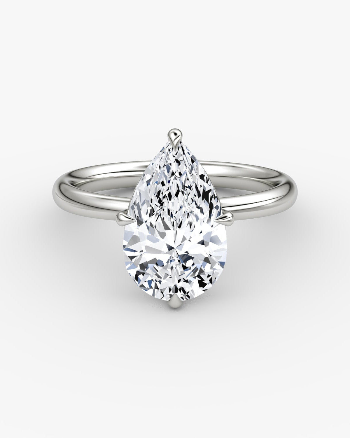 Platinum engagement ring with a pear-shaped diamond