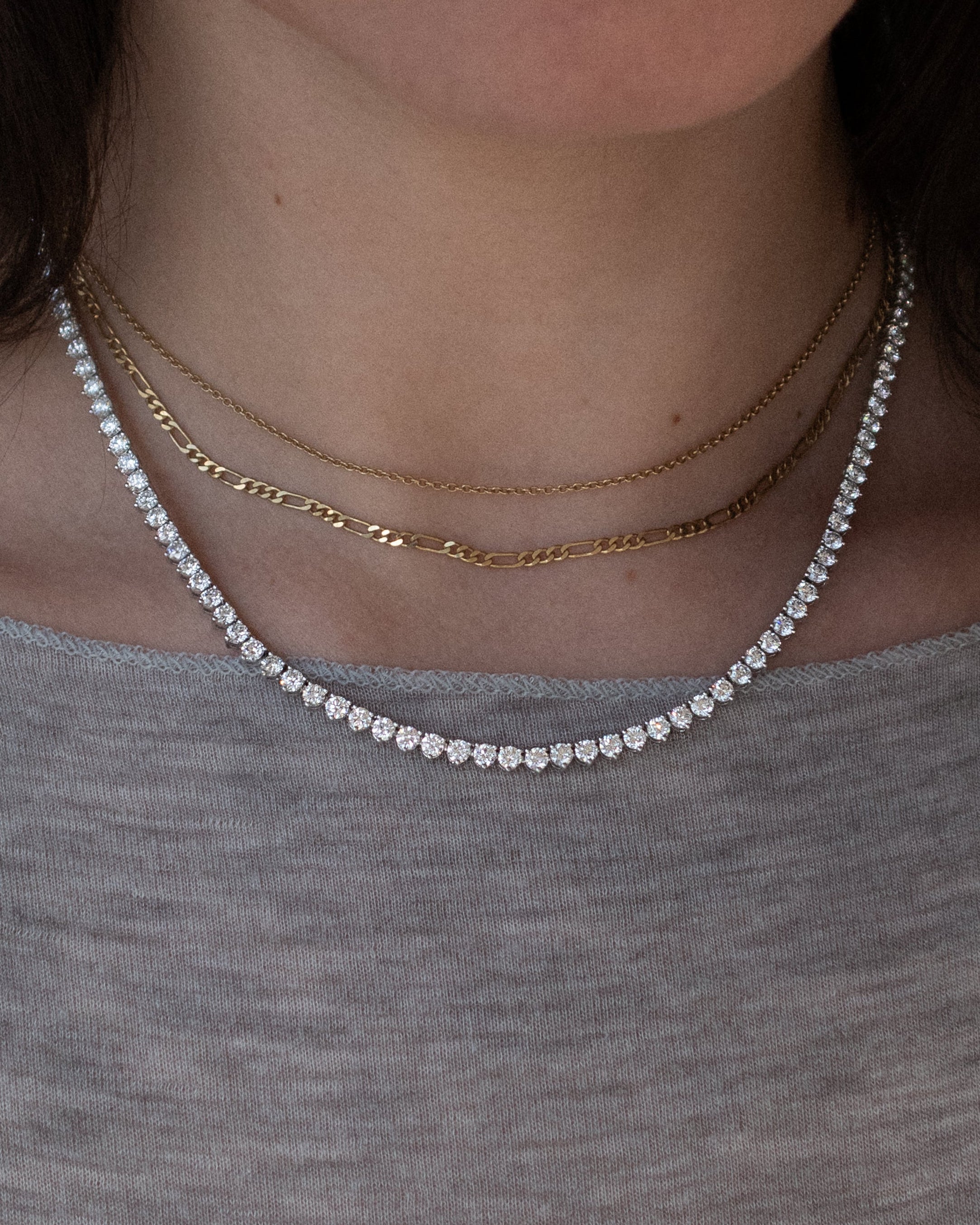 Tria - Three Prong Tennis Necklace