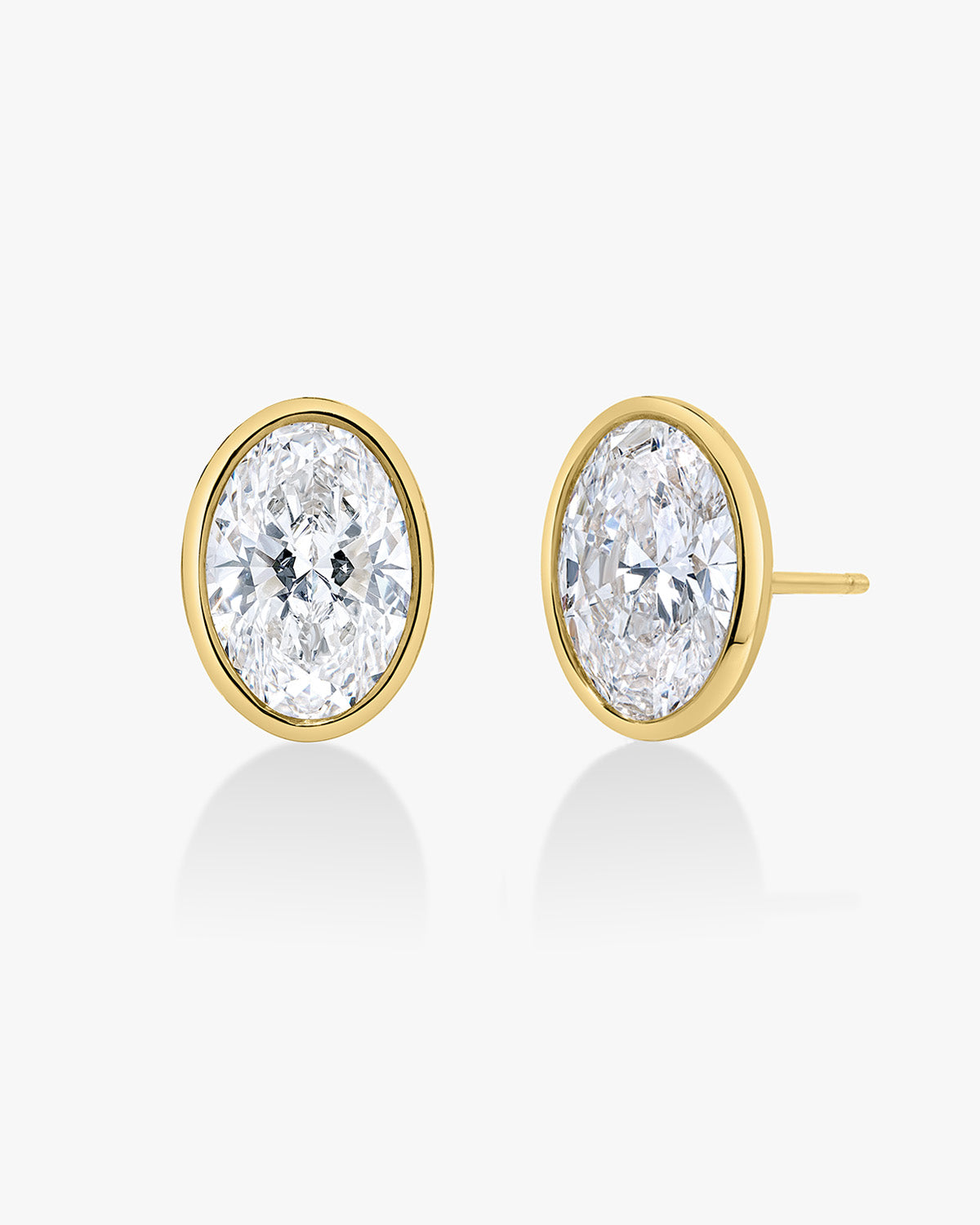 Elsa Bezel Diamond Studs - Oval