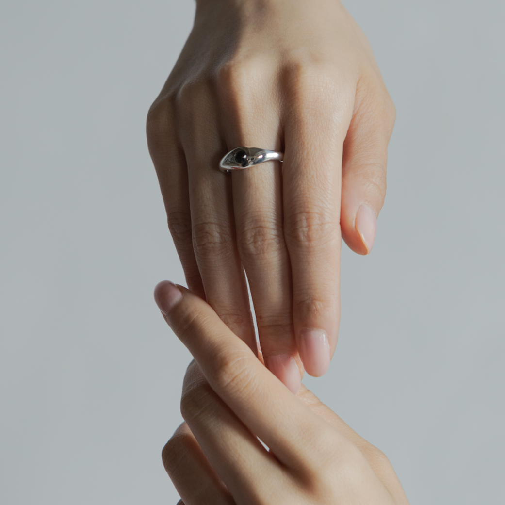 cool silver ring with stone 